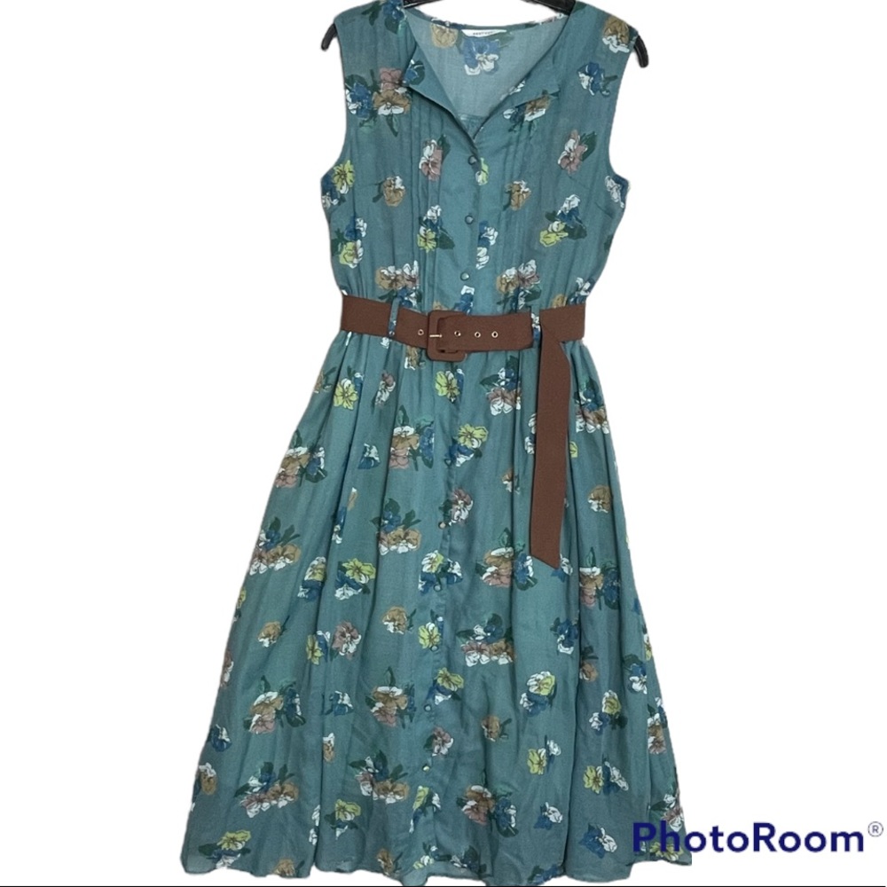 Redyazel Green Floral Print Secretary Style Dress Size Medium